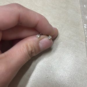 Small 14k white gold diamond studs